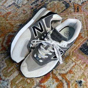 New Balance Cream and Gray Athletic Shoes